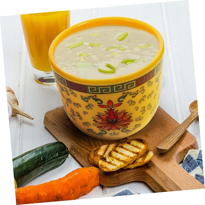 PRETYZOOM 1set Ceramic Soup Bowl with Lid Beautifully Decorated Stewing Pot for Soup Yogurt Desserts and More Convenient Design to Keep Hot and Protected for Home and Restaurant Use