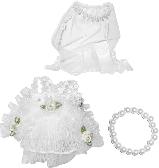 17cm Doll Clothes – Wedding Garden Princess Dress Outfit for 1:6 Scale Dolls | Elegant Bridal Gown with Floral Details, Veil & Accessories (No Doll Included)