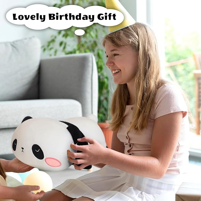 Weighted Panda Stuffed Animals, Cute Weighted Panda Plush, Soft Stuffed Weighted Plushie Pillow Gifts for Girls Boys(13.8" 1.6Lbs)