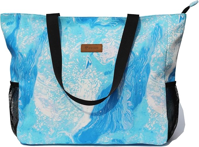 ESVAN LARGE BEACH BAG Water Resistant Lightweight 20 inch Women Oversize Tote Bag for Gym Beach Travel Pool Yoga Nurse