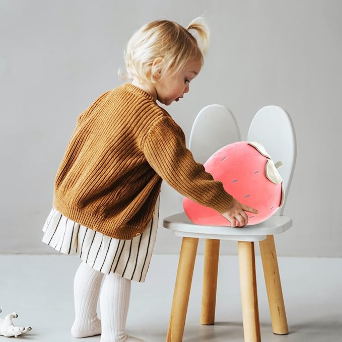 Cute Fruit Kids Pillow Stuffed Strawberry Plush Pillows Super Soft Girls Pillows Cushion Seat for Kids Toys (Pink,13.7''/35cm)1 Count (Pack of 1)