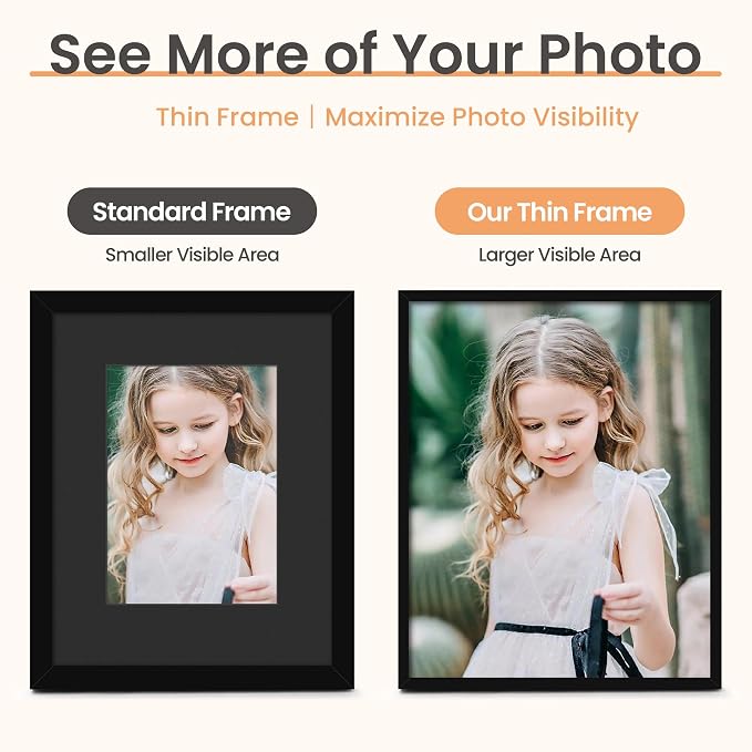 upsimples 5x7 Picture Frame Set of 3, Made of High Definition Glass for 5 x 7 Black Frames, Wall and Tabletop Display Thin Border Photo Frame for Home Décor