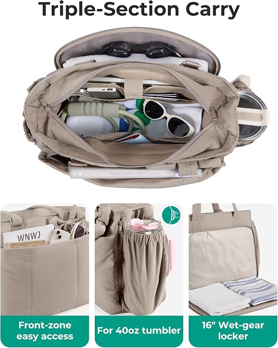 BAGSMART Crush Bow Tote Bag for Women, Puffer Travel Work Yoga Laptop Bag | Large Bow Tote Fits 40oz Tumbler, 15.6" Laptop, Yoga Mat Sleeve, Waterproof Pocket, Travel Work Swim Gym Mom Shoulder Handbag