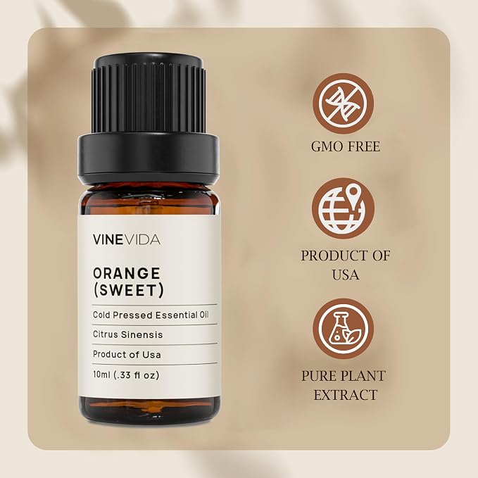 VINEVIDA Orange Sweet Essential Oil - Undiluted Orange Oil - DIY Candle Scents for Candlemaking
