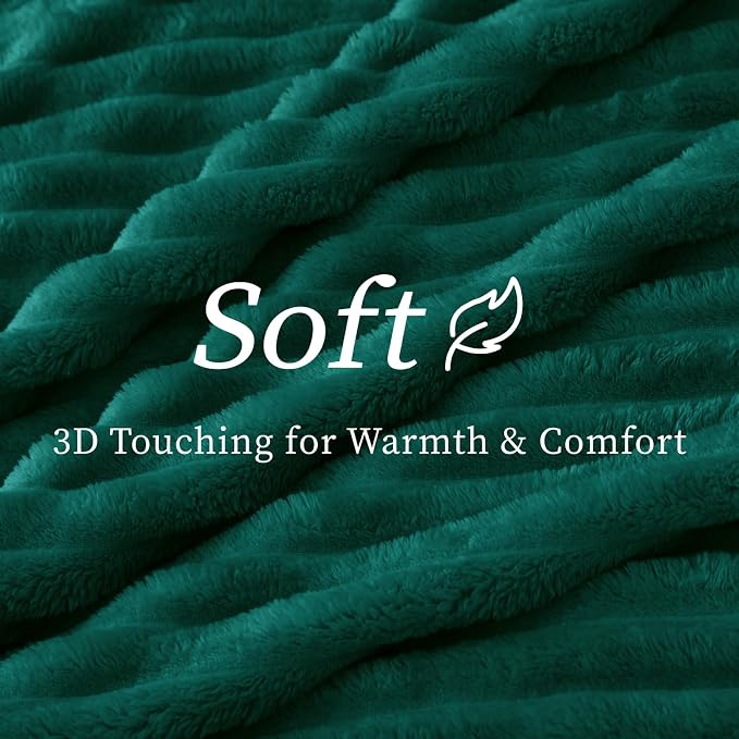 BEDELITE Ribbed Twin Blanket for Couch & Bed, Emerald Green, 60"x80" | Ultra-Soft Plush Fleece, Cozy, Warm Yet Lightweight, Ribbed Texture, Home Decor, Machine Washable, Giftable, All-Season Use