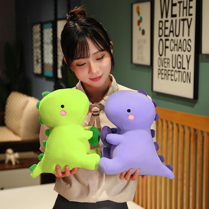 SQEQE Dinosaur Stuffed Animal, Loving Soft Dino Plush Toys with Holding Heart for Valentine Day, Sweet Romantic Anniversary Birthday Gift for Her Girls Boys Girlfriend(Purple,20 inch)