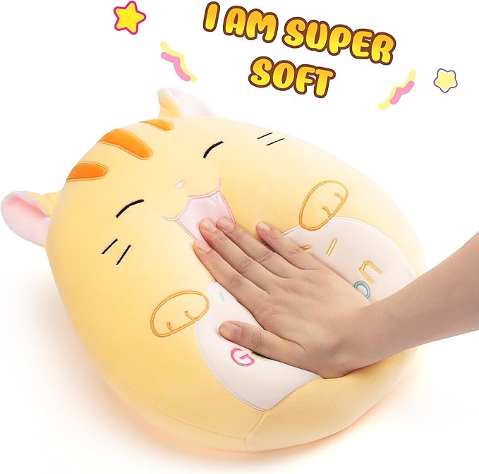 Get Well Soon Cat Pillow Plush Stuffed Animal Toy Patient Feel Better,12.5" Big Size Soft Cute Adorable Plushie Toys,Gift for Kids Women Girls