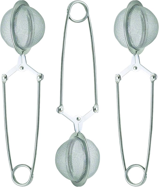 HIC Kitchen Snap Mesh Ball Tea Infusers, 18/8 Stainless Steel, For Loose Leaf Tea and Mulling Spices, Set of 3