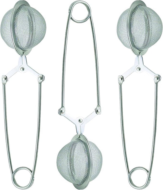 HIC Kitchen Snap Mesh Ball Tea Infusers, 18/8 Stainless Steel, For Loose Leaf Tea and Mulling Spices, Set of 3