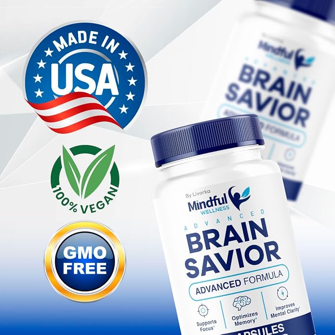 (5 Pack) Mindful Wellness Advanced Brain Savior Capsules, Official Mindful Wellness Supplement Pills, Mindful Wellness Support Capsules Premium Formula - All Natural Pills, 300 Capsules for 5 Months