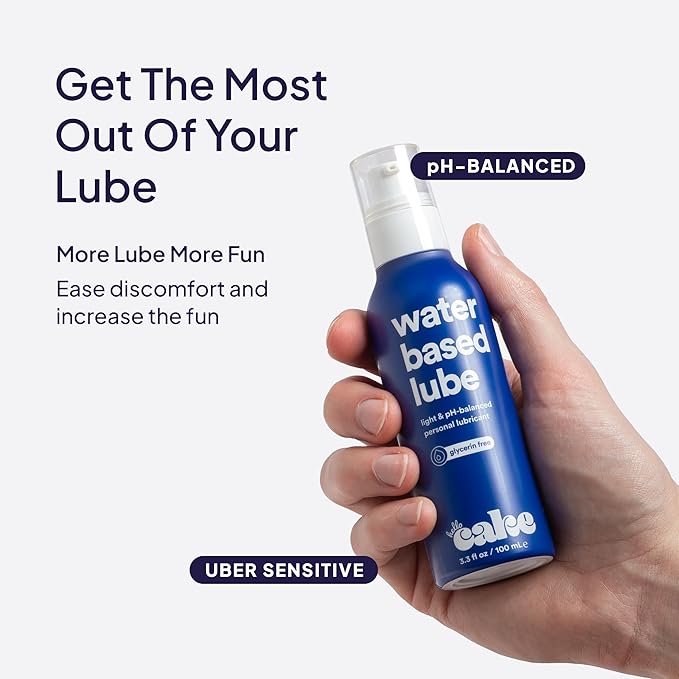 Hello Cake Water-Based Lube – pH Balancing Personal Lubricant - Glycerin-Free, Non-Sticky, & Long Lasting Glide for Men, Women, and Couples, 3.3 fl oz