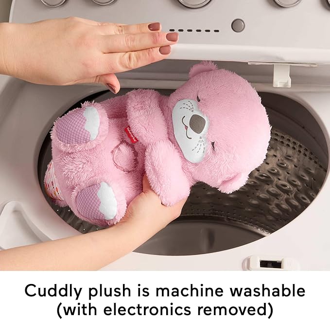 Fisher-Price Baby Toy Soothe ‘n Snuggle Otter, Pink Plush Portable Sound Machine with Breathing Motion & Lights for Newborns Ages 0+ Months
