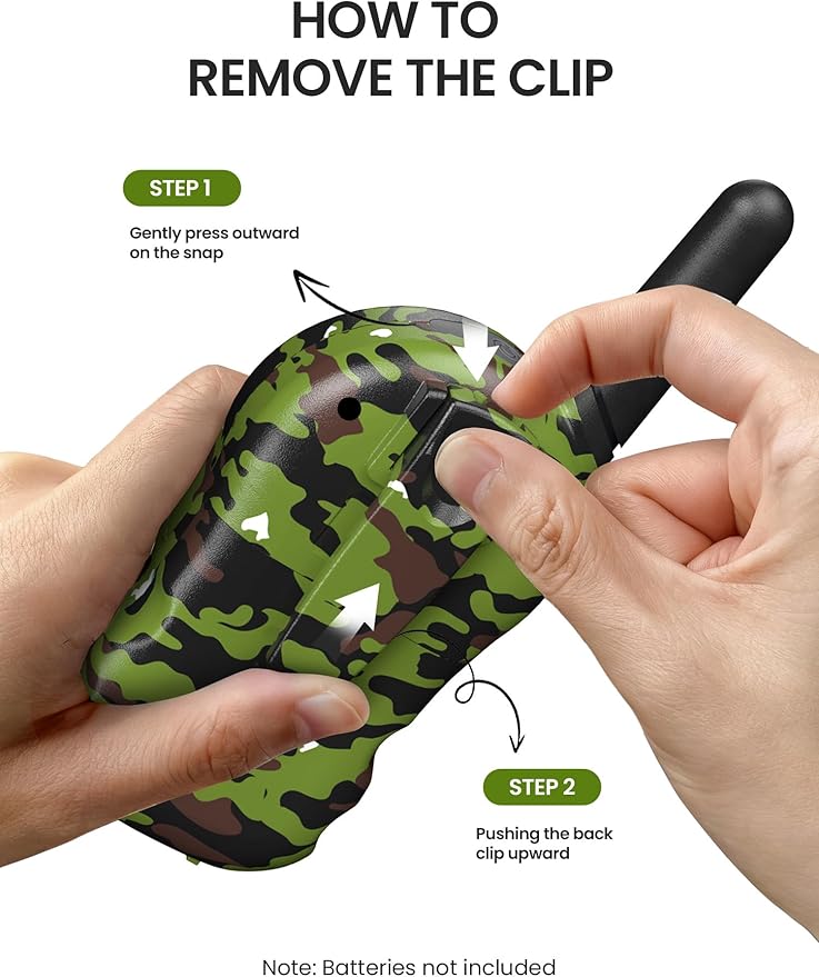 FOREDOM Walkie Talkies for Kids Walkie Talkies Long Range for Boys & Girls Age 3 to 12 Year Old Birthday Cool Army Toys - 2 Pack