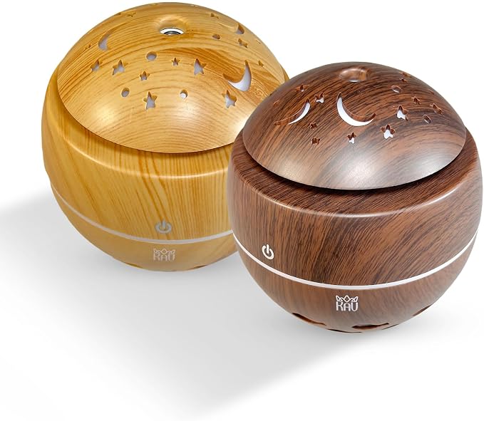 Aromatherapy Cool Mist Diffuser, Essential Oil Diffusers with LED 7-Color Lights, 120ml Capacity, Silent Aroma Diffuser for Home Bedroom, 5V USB Cool Mist Humidifier (Oak)