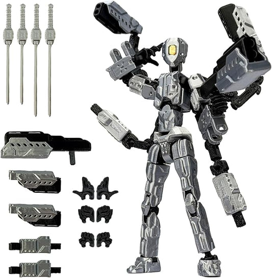 Assembly Completed T13 Action Figure,T13 Robo 13 Action Figures,Gift for Collectors Desktop Decoration Best Birthday Festival Gift (Gray)