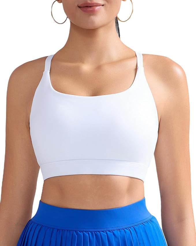 RUNNING GIRL Sports Bras for Women,Light Impact Molded Cup Strap Sports Bra with Sewn in Pads,Best for A-C Cup