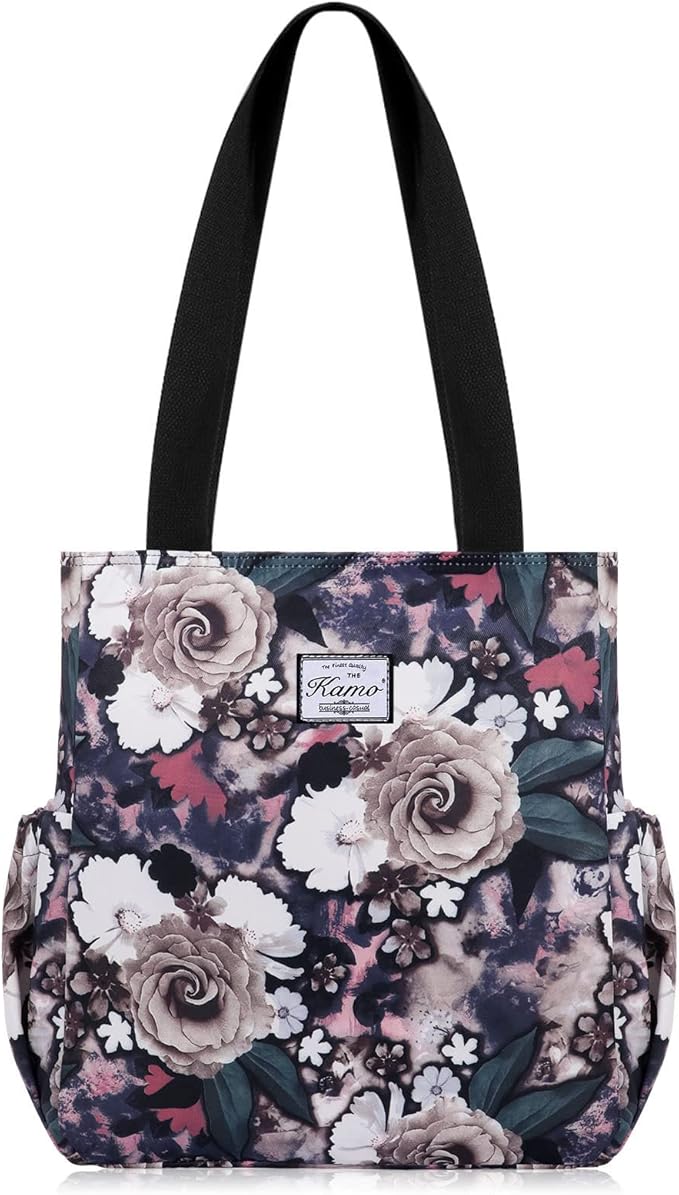 KAMO Floral Tote Bag - Waterproof Lightweight Handbags Travel Shoulder Bag for Hiking Yoga Gym Swimming Travel Beach