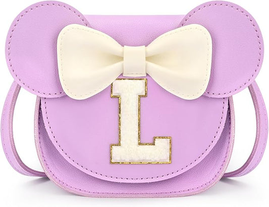 mibasies Toddler Purse Girl Gifts: Girls Birthday Gifts for 3-8 - Toys for Ages 2-4 Girls Mouse Ears Purse, Purple, Letter L