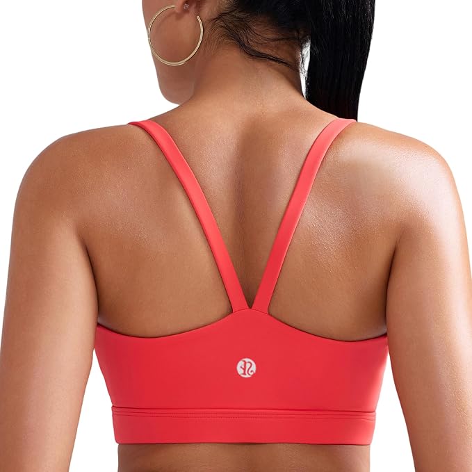 RUNNING GIRL Sports Bras for Women,Light Impact Molded Cup Strap Sports Bra with Sewn in Pads,Best for A-C Cup