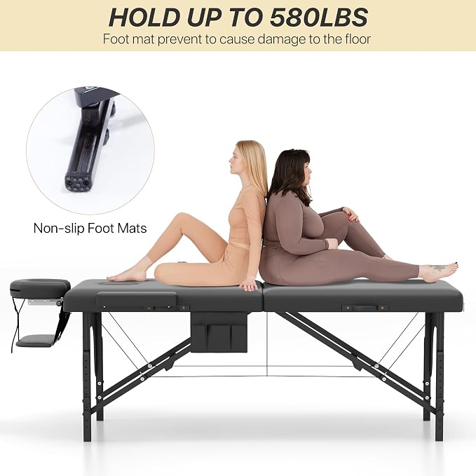 KCC Memory Foam Massage Table Premium Portable Foldable Massage Bed Height Adjustable, 84 Inches Long 28 Inchs Wide Home Salon Spa Bed Tattoo Table with Accessories &Carrying Case, Easy Set Up