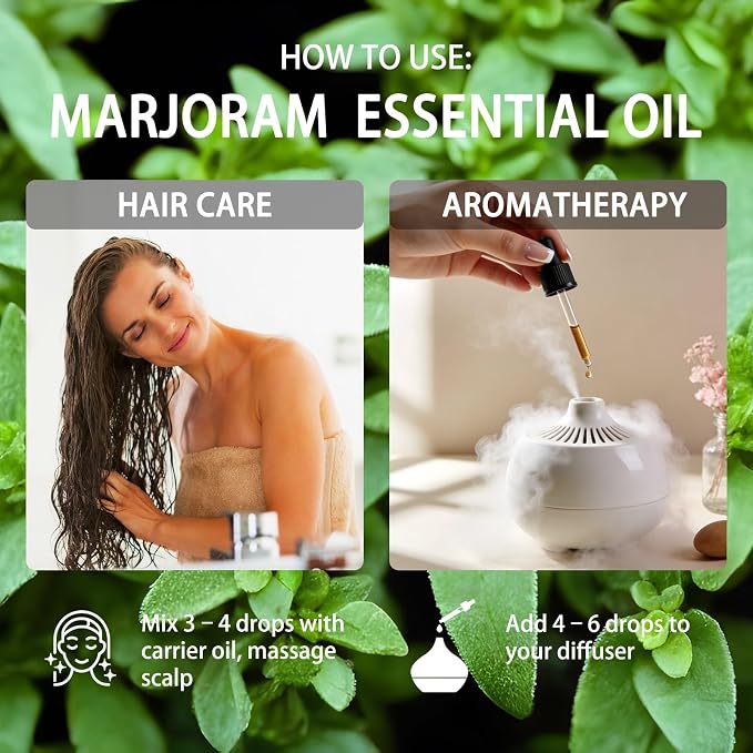 Marjoram Essential Oil, Marjoram Oil for Diffuser, 4 Fl Oz(120ml) | Candle Making, Soap Making, aroma, Strong Scent, Pure, Natural, Home Fragrance, Massage