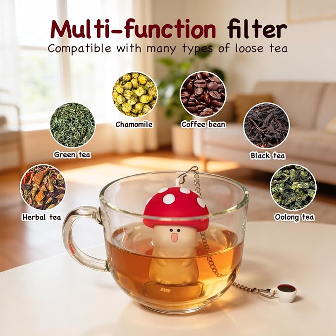 2PCS Mushroom Tea Infusers Tea Strainers For Loose Tea Mushroom Gifts