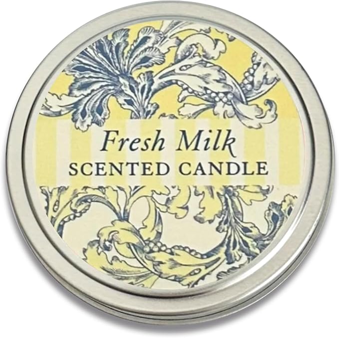 Greenwich Bay Hand-Poured Scented Candle in Decorative Tin – 4 oz/114 g Travel Candle with Lead-Free Wick, Vegetable Wax, Long-Burning Aromatherapy Gift, Single Wick – Made in USA (Fresh Milk)