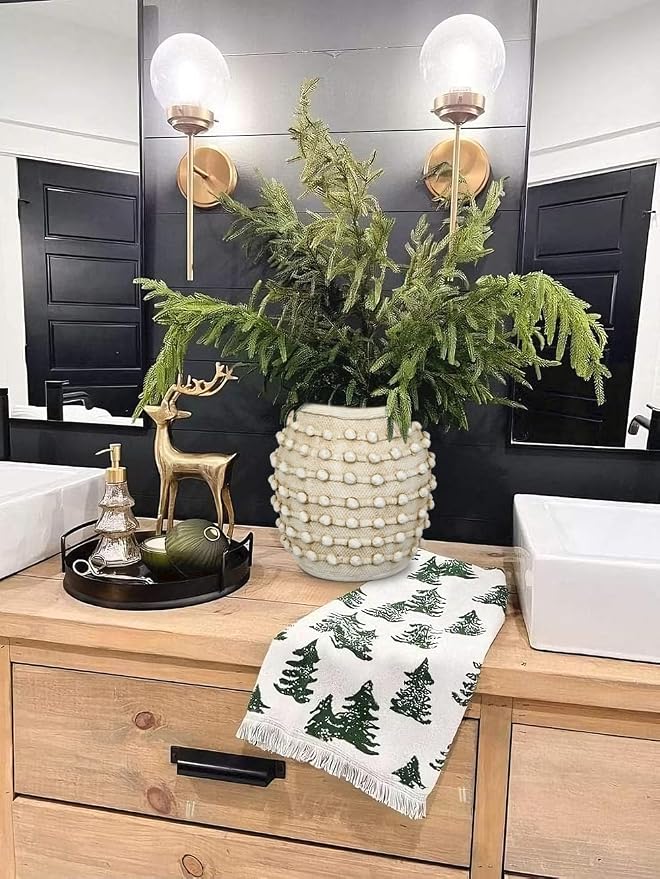 Rustic Farmhouse Vase, Boho Beige Vase for Pampas Grass Large Textured Knotted Vases for Flowers Decorative Cement Floral Vases for Home Decor, Living Room, Dining Table