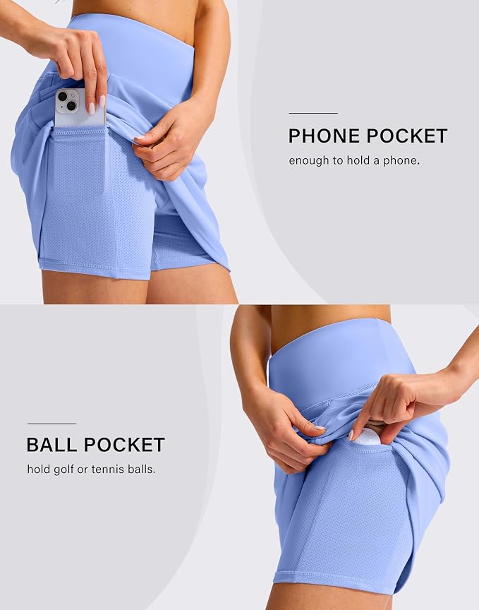 16'' Skorts for Women with 4 Pockets High Waisted Golf Skirt | Built-in Shorts, Stretch, A Line, Pickleball, Athletic, Casual, Tennis Skirt