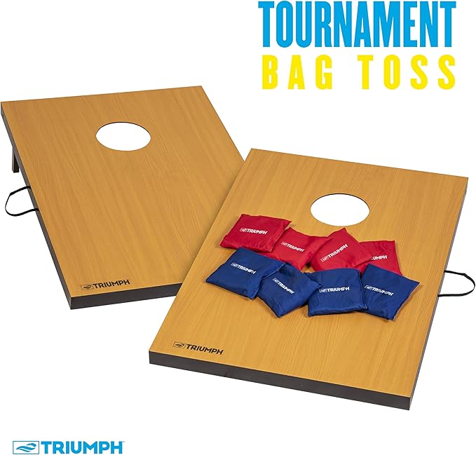 Triumph Tournament 2' x 3' Cornhole Set with 8 All-Weather Bean Bags – Durable Tailgate Game Boards for Backyard BBQs, Camping, Family Activities, and Outdoor Summer Party Fun