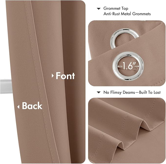 MIULEE Blackout Curtains for Bedroom 2 Panels 40 x 84 Inch Long Cappuccino | Thermal Insulated, Living Room Darkening Grommet Drapes, Noise Reducing, Light Blocking Window Treatments