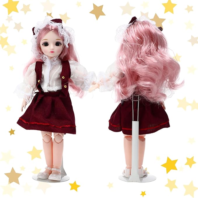 12 Pcs Doll Stand Action Figure Stands with Expandable Waist Wire for 8" to 12" Dolls and Action Figure (Black, White)
