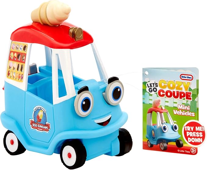 Little tikes Let's Go Cozy Coupe - Ice Cream Truck - Mini Push and Play Vehicle for Tabletop & Floor Push Play Car Fun - Suitable for Toddlers from 3 Years