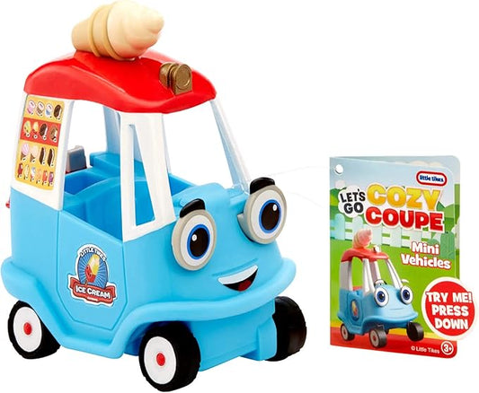 Little tikes Let's Go Cozy Coupe - Ice Cream Truck - Mini Push and Play Vehicle for Tabletop & Floor Push Play Car Fun - Suitable for Toddlers from 3 Years