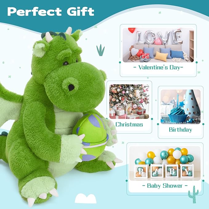 Tezituor 3-in-1 Large Dragon Stuffed Animal, 20 Inch Big Stuffed Dragon Plush with Baby and Egg Toy for Girls Boys, Cuddle Hugging Dino Plush Gift for Birthday Christmas