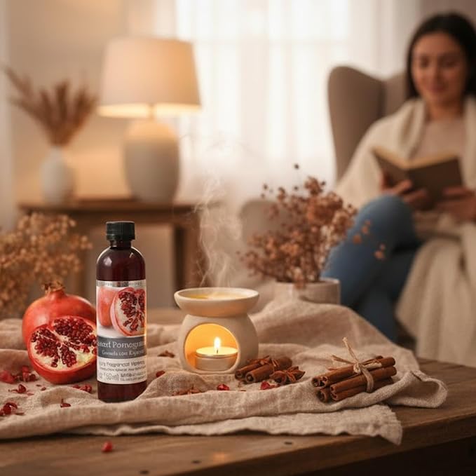 Hosley Spiced Pomegranate Fragrance Warming Oils, Set of 2, 5oz Each. Ideal Gift for Weddings, spa, Reiki, Meditation, Bathroom Settings.P1
