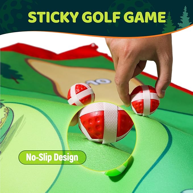 Golf Game Set- Includes 1 Chipping Game Mat 60''x60'', 20 Grip Balls, for Indoor Outdoor Backyard Golf Practice Training(Club Not Included)