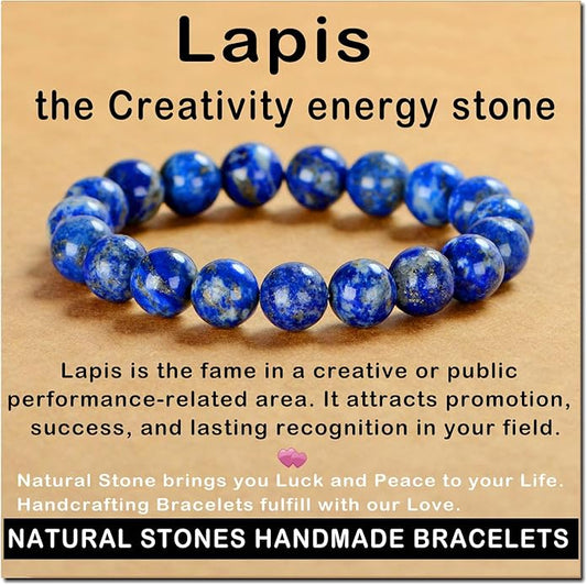 AD Beads Handmade Gemstone Stretch Elastic Bracelet Crystal Healing Reiki Nature's Beauty and Spiritual Essence Unisex
