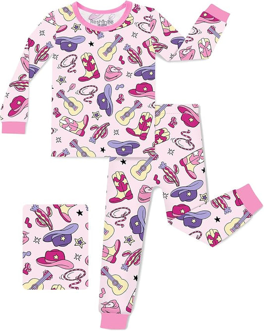Bamboo Viscose Toddler Girls Kids Pajamas Unicorn Mermaid Pjs Long Sleeve Snug fit 12M-8Y 2pcs Soft Jammies