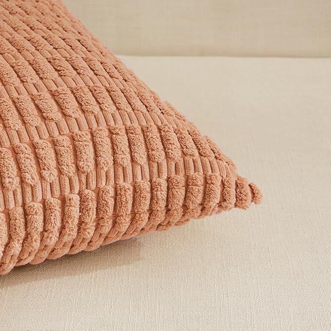 Fancy Homi 4 Packs Decorative Throw Pillow Covers for Living Room Couch Bed, Modern Farmhouse Boho Home Décor Accent Cushion Case, 26" x 26", Peach
