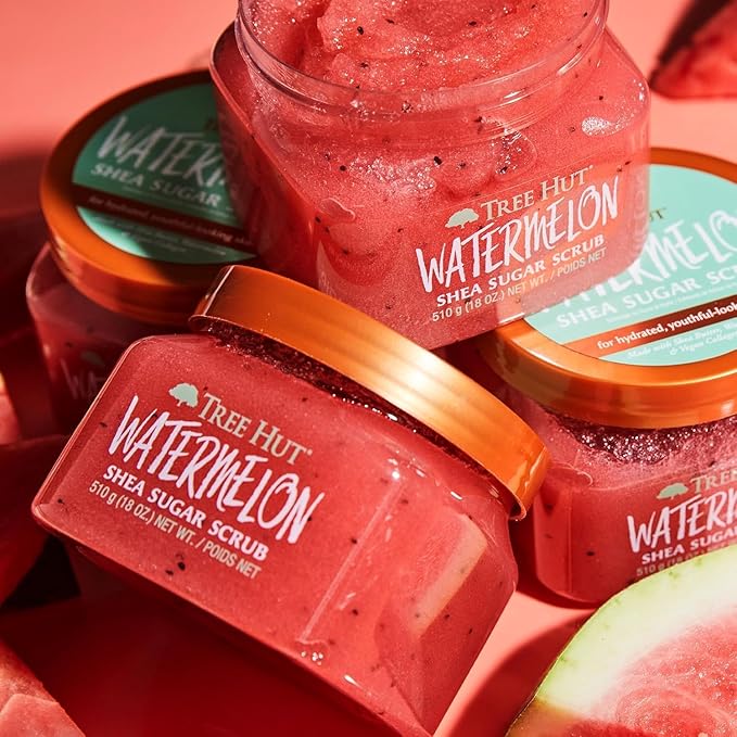 Tree Hut Watermelon Shea Sugar Scrub, Mothers Day Gifts, Exfoliating, Hydrating & Moisturizing Body Scrub with Shea Butter & Nourishing Essential Oils, Smooth & Soften Skin, 18 oz