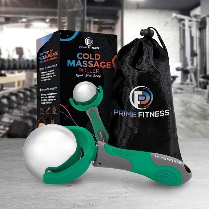 PRIME Fitness Cold Massage Roller Ball | Cold Therapy | Ice Roller Ball with Handle | cryo Stick | Relieve Muscle Pain (Green)