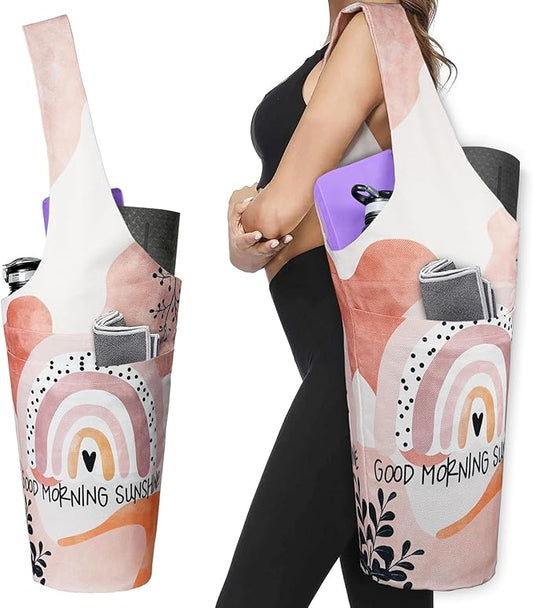 Yoga Mat Bag - Long Tote with Pockets - Holds More Yoga Accessories - Yoga Bag Fit Most Size Mats - Yoga Mat Carrier