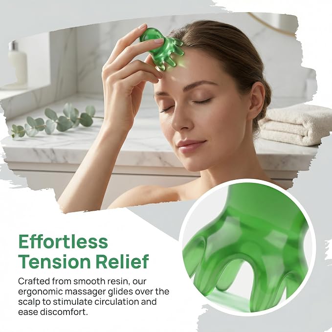 NIIIYTYB 2 PCS Head Scratcher Scalp Scraper Massager Spa Tools for Deep Relaxation at Home Spa Essentials Hair Hammer Tapping Green
