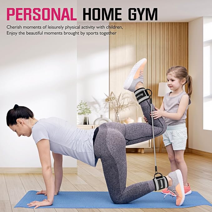 Ayombo Ankle Resistance Bands with Cuffs, Home Gym Workout Equipment, Lifting Glute Butt Exercise Equipment for Women, Ankle Weights Fitness Set, Leg Booty Equipment for Training Perfect Body Shape