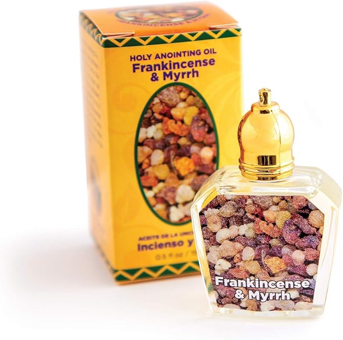 Frankincense & Myrrh Holy Land Anointing Oil from Israel, 1/2 oz Roller Bottle from Jerusalem, Locally Sourced Essences, Gift for Pastors, Priests, Rabbi, & Clergy, Aceite Ungido de Incienso y Mirra