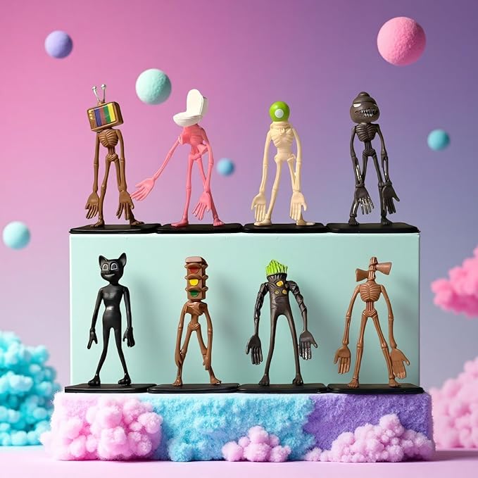 8 PCS Siren Head Toys Action Figure Model Doll Gift for Kids Halloween Thanksgiving Christmas Birthday Gifts