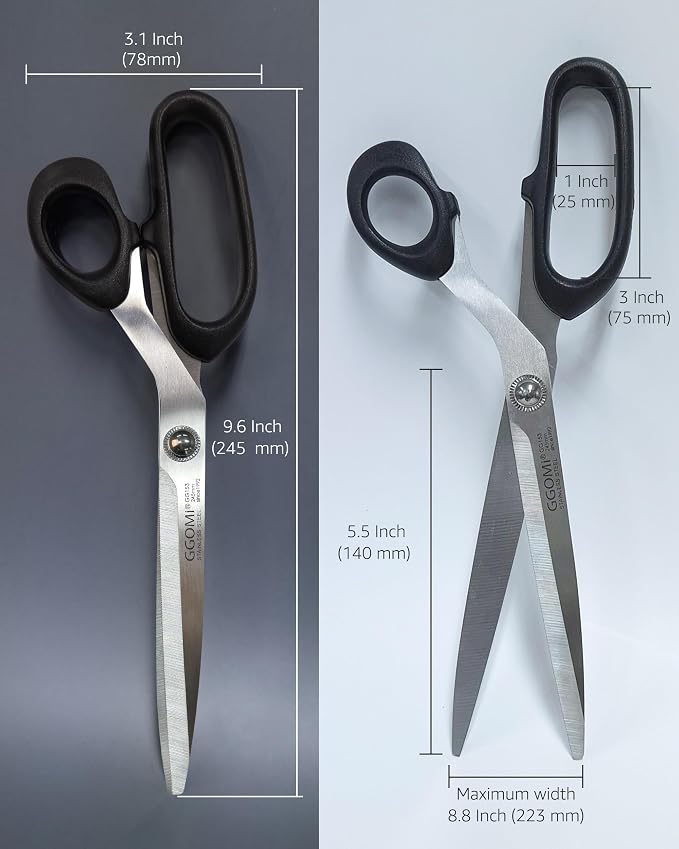 2.2T Stainless Blade Kitchen Scissors - 9.6in x 3Pack | Korean Style Sharp Heavy Duty All Purpose Kitchen Shears for Cooking Food | Barbecue Kalbi Rib Meat Cutting Dishwasher Safe (GG153, Black)