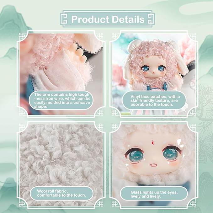 CALEMBOU Plush Doll Blind Box, Nagi Mountain and River Romance Series Mystery Blind Figure, Kawaii 1 of 6 Possible Collectibe Vinyl Plush Toys Birthday Gifts (Mountain and River Romance Series)