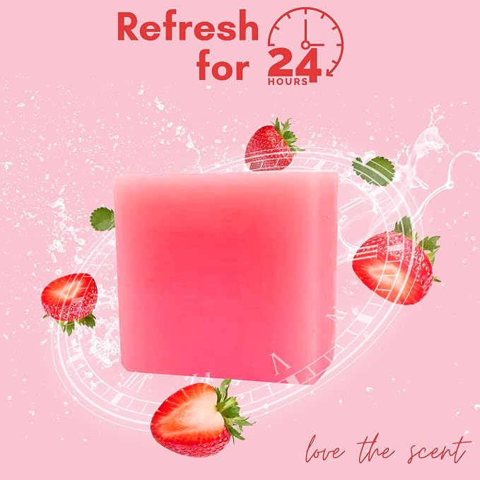 Muun Yoni Soap Bar - Pack 3 Strawberry pH Balance Natural Ingredients - Gentle Cleansing Formula Eliminates Odor Vaginal Health - Feminine Wash